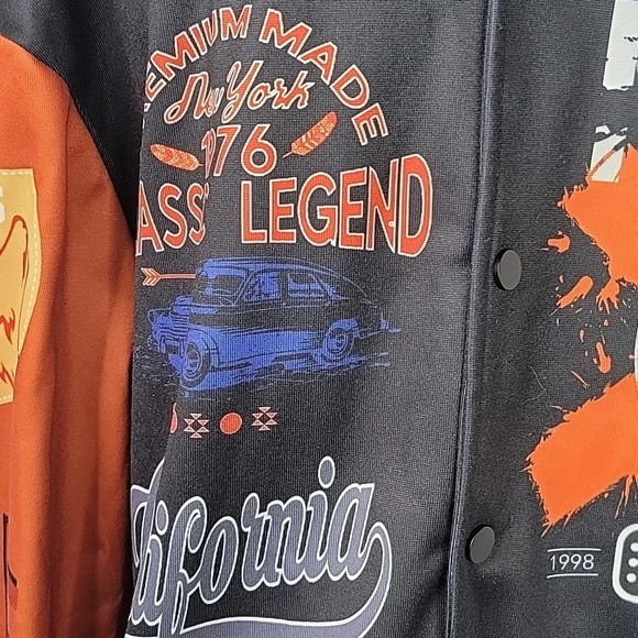 BASKETBALL Slogan Bomber‎ Varsity Jacket Size Large Chest 40 in. Lg. 27 in. - Picture 3 of 9